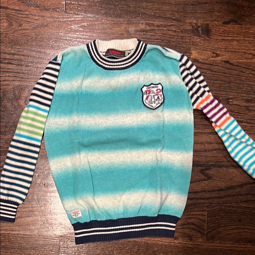 Catimini Blue Striped Sweater with Nautical Patch